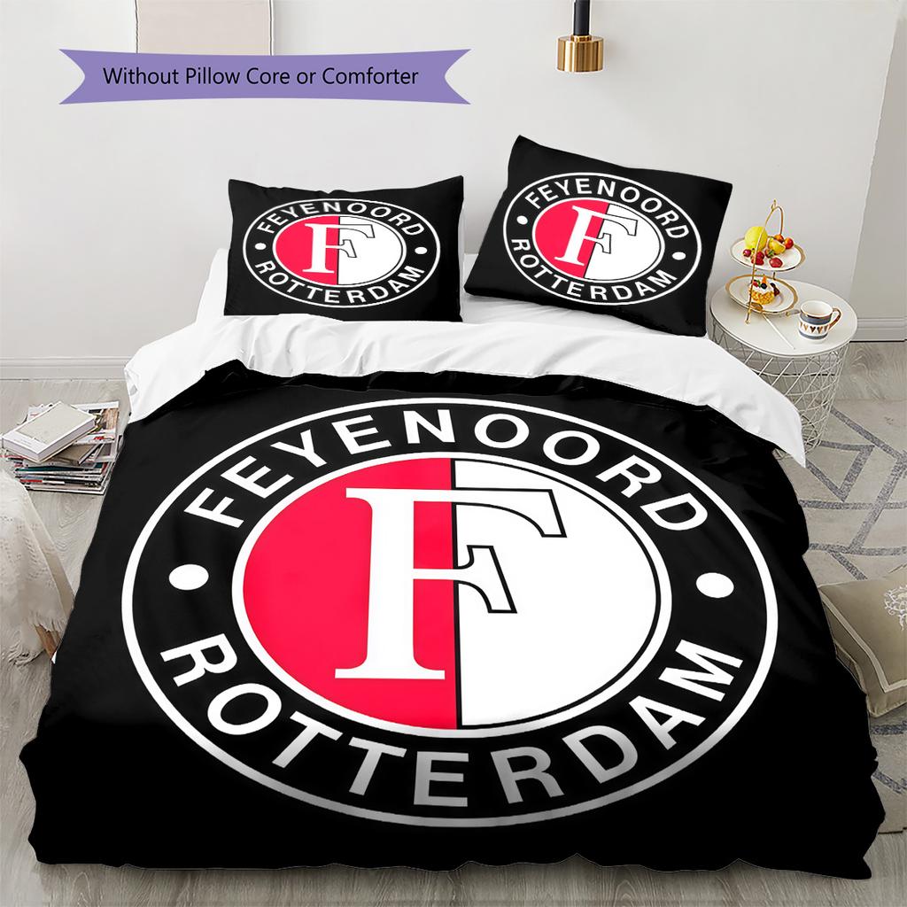 Feyenoord logo Pattern Bedding Quilt Set Quilt Cover Pillowcase Home Decoration Birthday Gift (1 * duvet cover + 2 * pillowcase, without core)