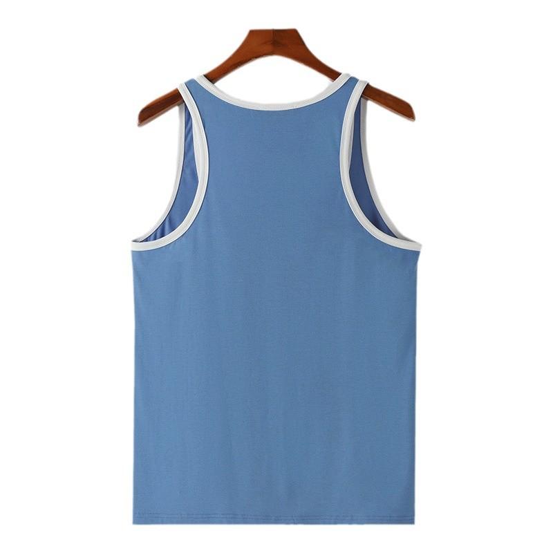 Summer Slim Fit Fitness Cross Shaped Vest Sports Training Color Blocked Men's Tank Tops