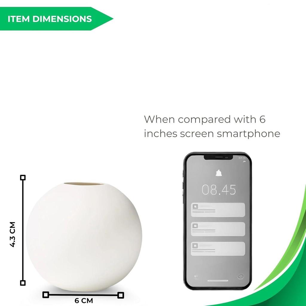 Neueste Keramik 'Weiße runde Vase' 4 Zoll - 1er-Set | Dekorative runde Vase für Trockenblumen und Pampasgras | Vasen für Heimdekoration,