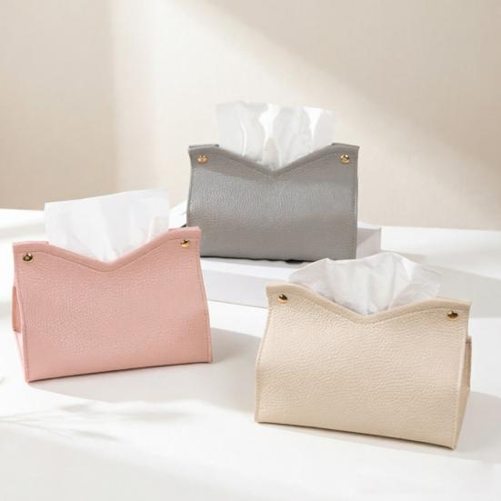 Tissue Box, Easy Open Waterproof PVC Leather Design, Simple Style Durable Anti-Crack Tissue Dispenser for Home Car Use