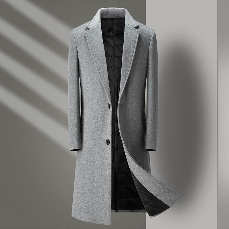 

Men s Mid-Length Stand Collar Wool Coat - Double-Sided, Business Casual, Autumn/Winter Jacket 195 світло-сірий колір