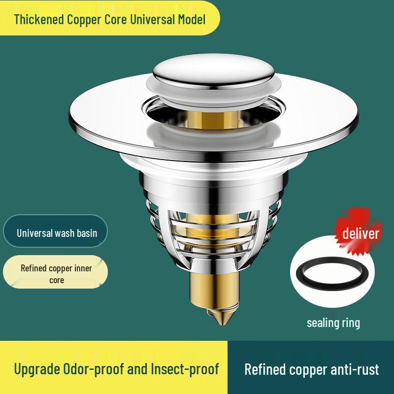 Copper Pop-up Basin Stopper & Anti-Clog Drain Filter