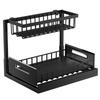 Pull-Out Under Sink Organizer Rack Kitchen Counter Storage Carbon Steel Multi-Use Drawer Basket With Spice Bottle Holder