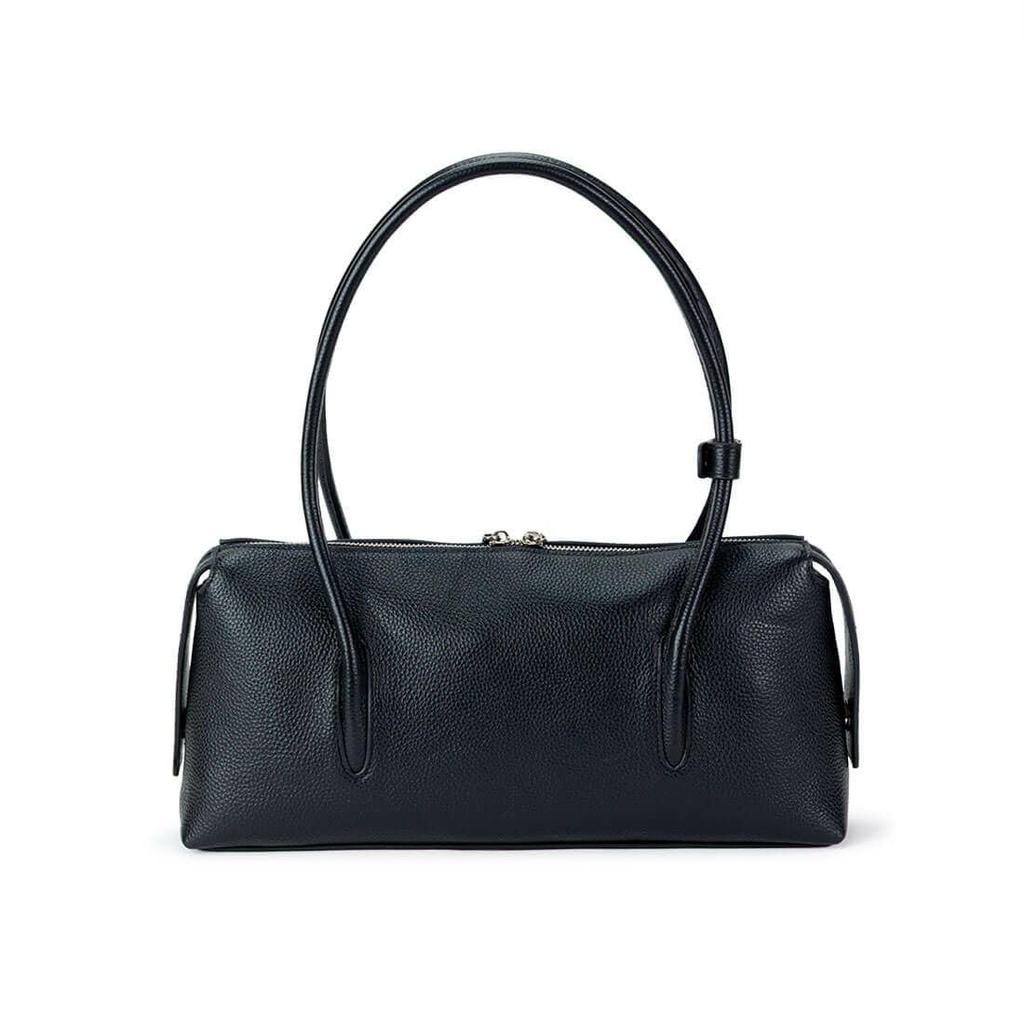 Barcos Leather Shoulder Wide Interior Pocket for Easy Perfect for Black Bag, Handbag, Women's, Zipper, Self-Standing Body, Shape-Retaining, Access,