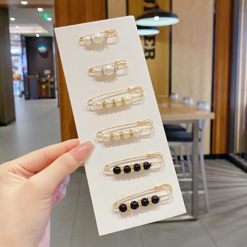 Detachable Pearl Brooch Pins Fastener Pants Pin Decoration Button Clips Sewing-Free Buckles for Jeans Waist Extender Safety Pins