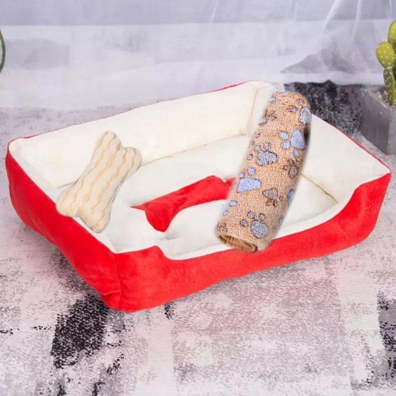 Soft Pet Bed Flannel Thickened Pet Fleece Dog House Soft Fleece Nest Dogs Baskets Mat Puppy Kennel For Cat Breathable Pets Bed