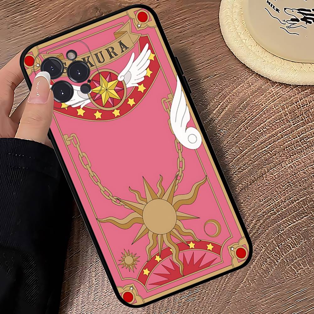 Anime C-CardcaptorS S-Sakura Phone Case For Iphone 17 16 15 14 13 12 11 Pro Max Plus Black Shell Cover Case