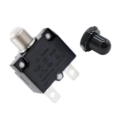 10Amp Manual Reset Overload Switch Switch 125/250V  50VDC Thermal Circuit Breaker with Bl K Waterproof Cap