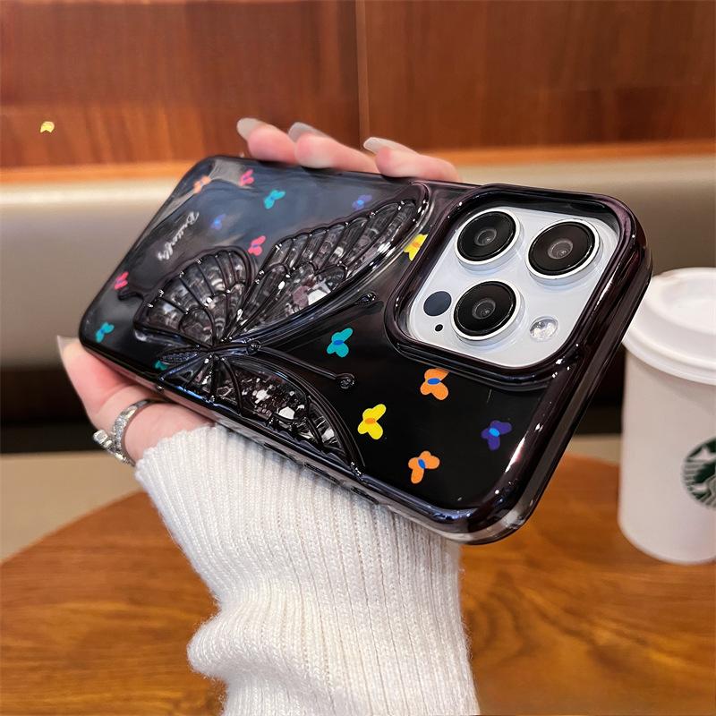 Electroplated Butterfly Card Paper Apple 15Promax Phone Case, Suitable for IPhone14 Protective Case Soft Shell TPU