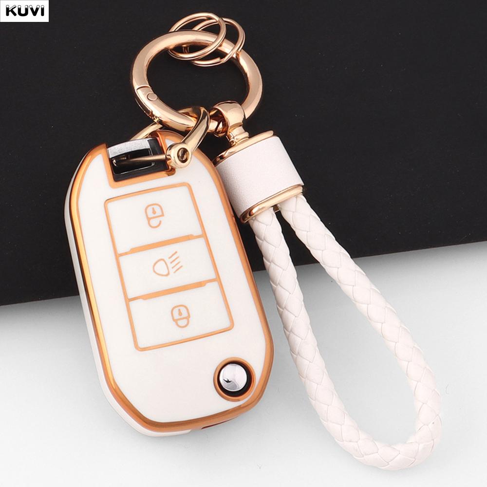 TPU Car Folding Key Case Cover Shell For Peugeot 208 308 408 508 2008 3008 4008 5008 For Citroen C3 C4 CACTUS C6 C8 Accessories