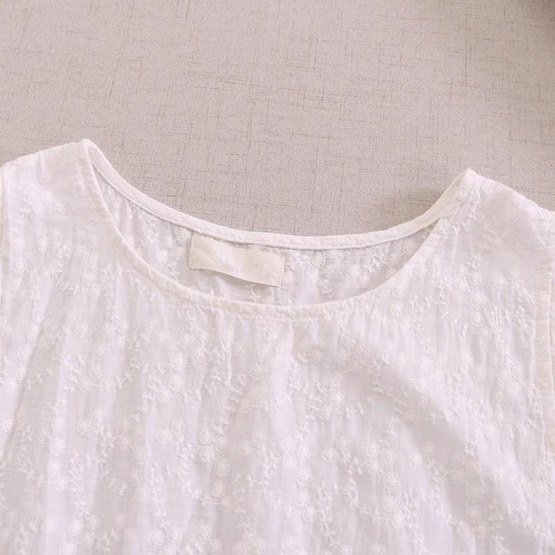 Sweet Mori Style Cotton Linen Embroidered Vest with Side Slit and Tie-Up Design