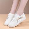Women's White Leather & Mesh Breathable Shoes - Soft Sole, Non-Slip, Korean Style for Spring/Summer