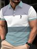 Printed Design – Not Textured Men's Digital Print Round Neck Short Sleeve Polo, Quick-Dry Breathable Polyester Material, Featuring "Letter" Print,