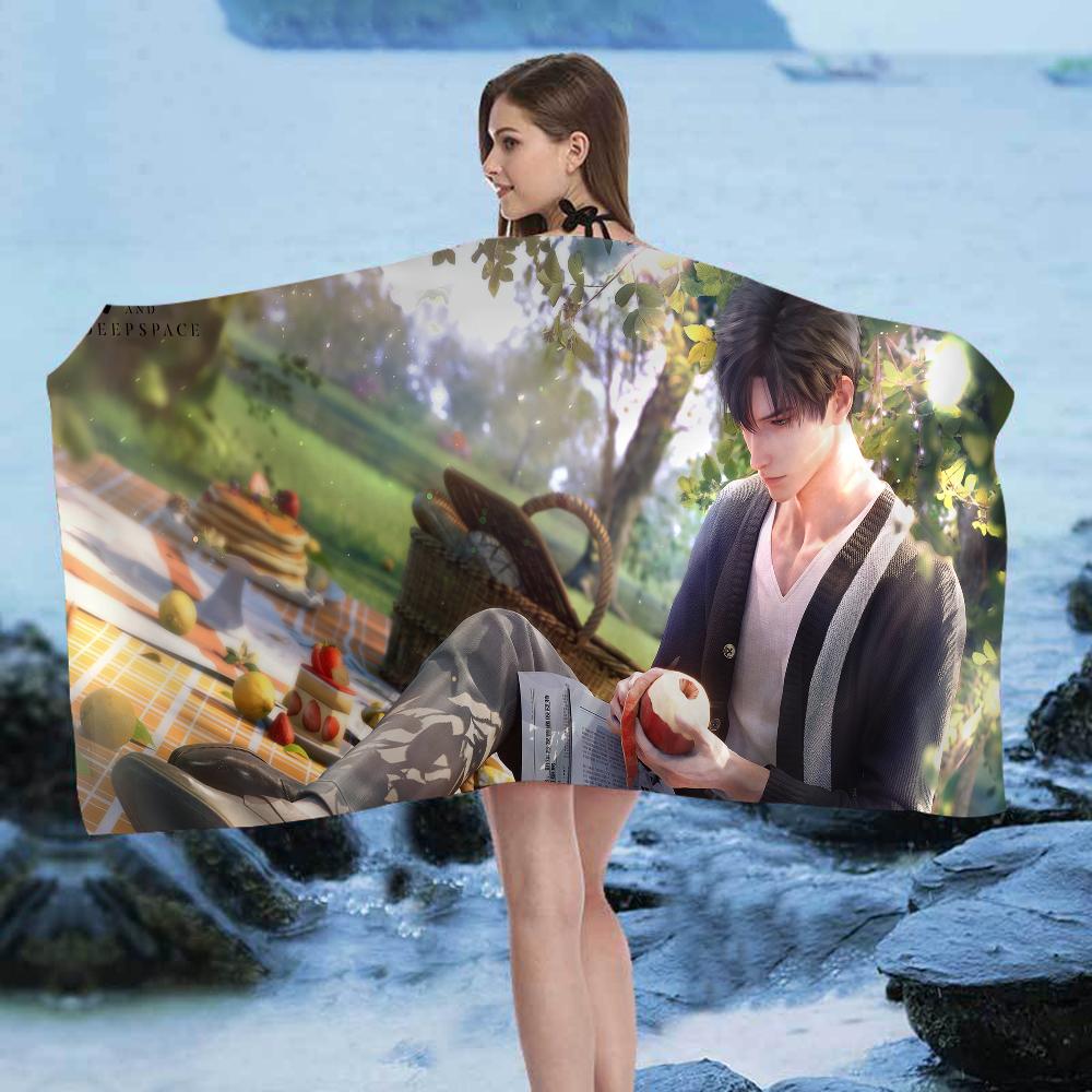 L-Love and D-Deepspace Anime Beach Swimming Towel Soft Absorbent Washcloth Children's Gifts for Kids Travel Camping Gym
