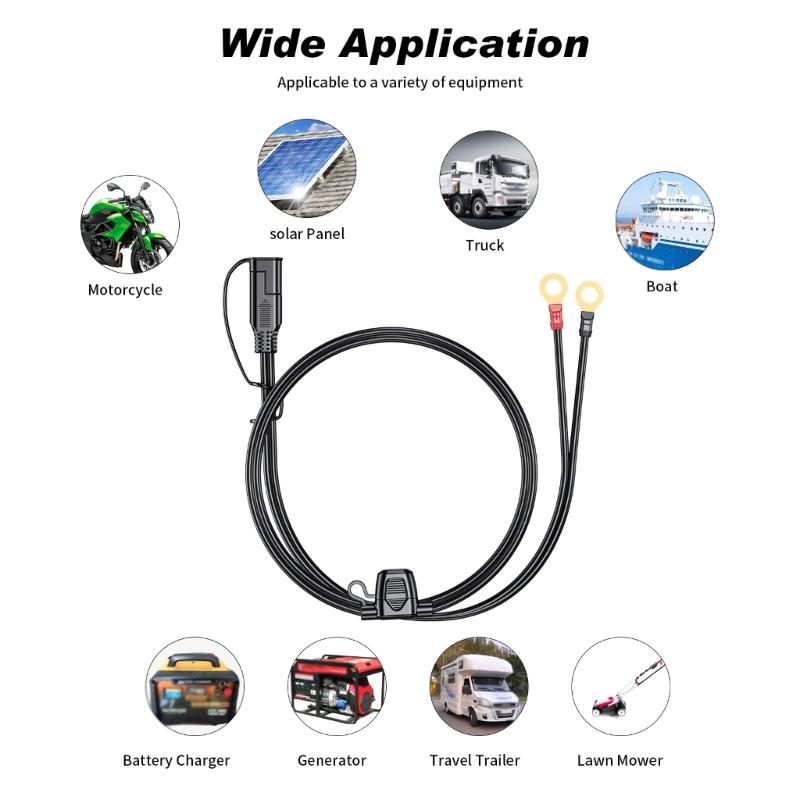 18AWG SAE Battery Connector Cable SAE to ORing Terminal Harness with 15A ProtectionFuse 2-Pin Quick Disconnect Plug