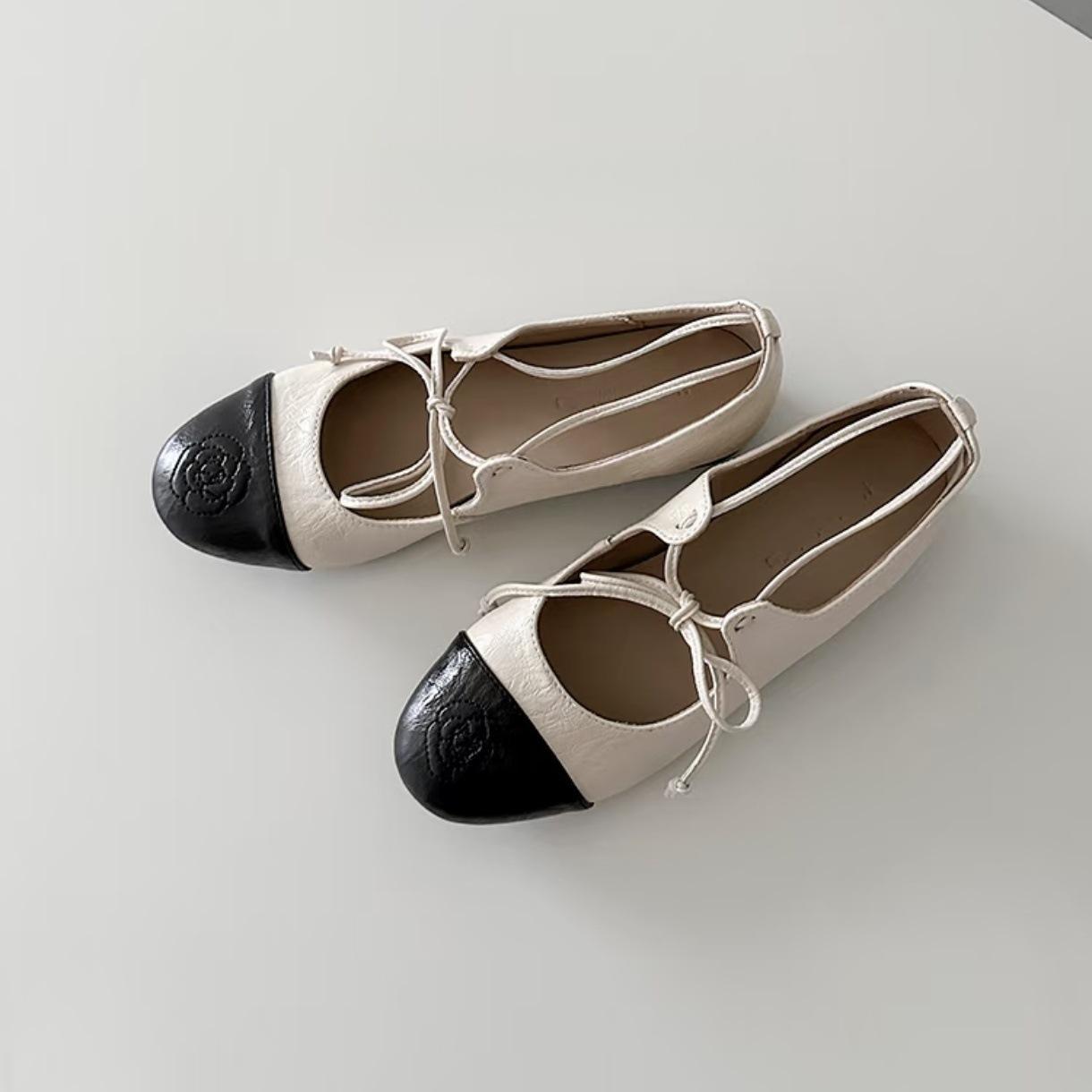 

Sheepskin version of European ballet shoes, small fragrant wind, shallow mouth women s shoes, classic bow one-pedal flat-soled single shoes, pure orig 40