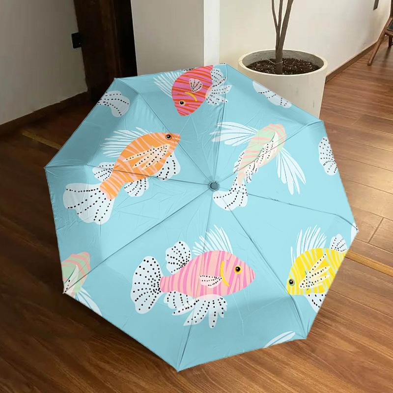 

1pc Fish Pattern Automatic Folding Umbrella - Portable Collapsible Design, 8-Rib Iron Frame, Casual Outdoor Accessory yy251215246