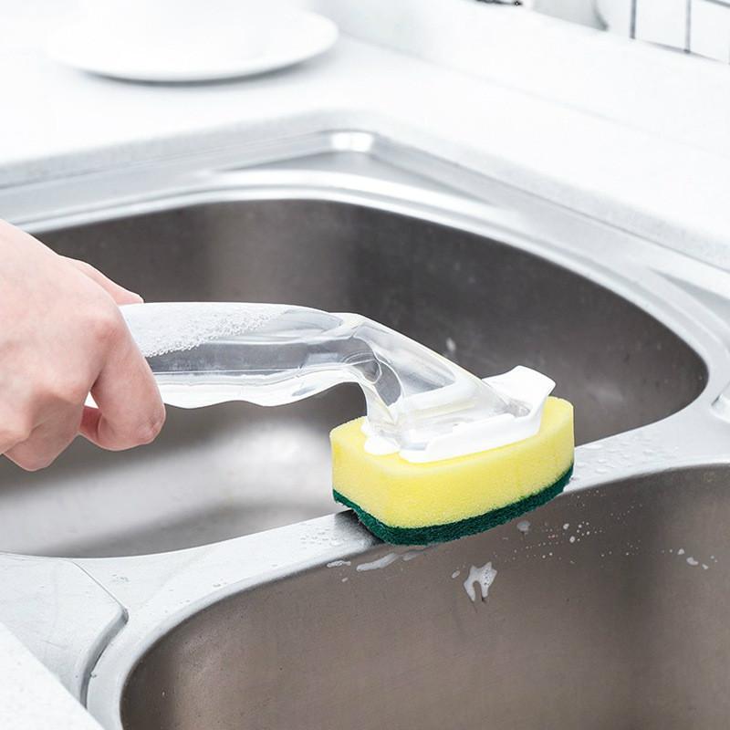Kitchen Nano Sponge Cleaning Brush With Replacement Heads For Dishwashing And Surface Cleaning