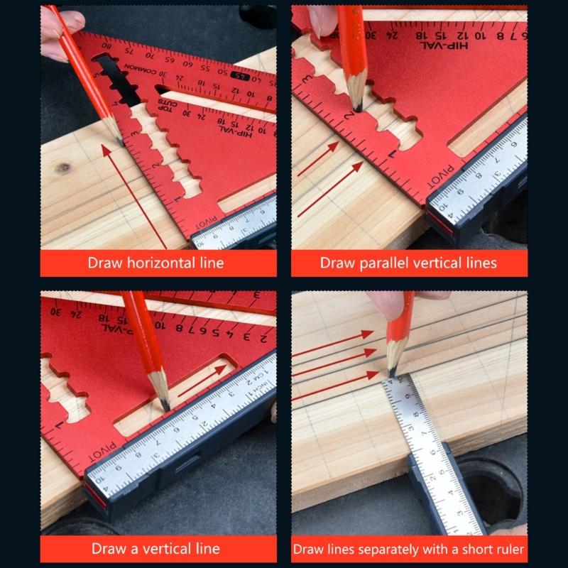 Multipurpose Triangle Ruler Double Sided for Angle/Depth/Cylinder High Precision Aluminum Alloy Triangle Ruler Tool