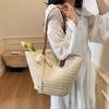 Women's Large Capacity New Vacation Beach Straw Shoulder Bag Woven Commuter Bucket Bag Basket Tote Bag