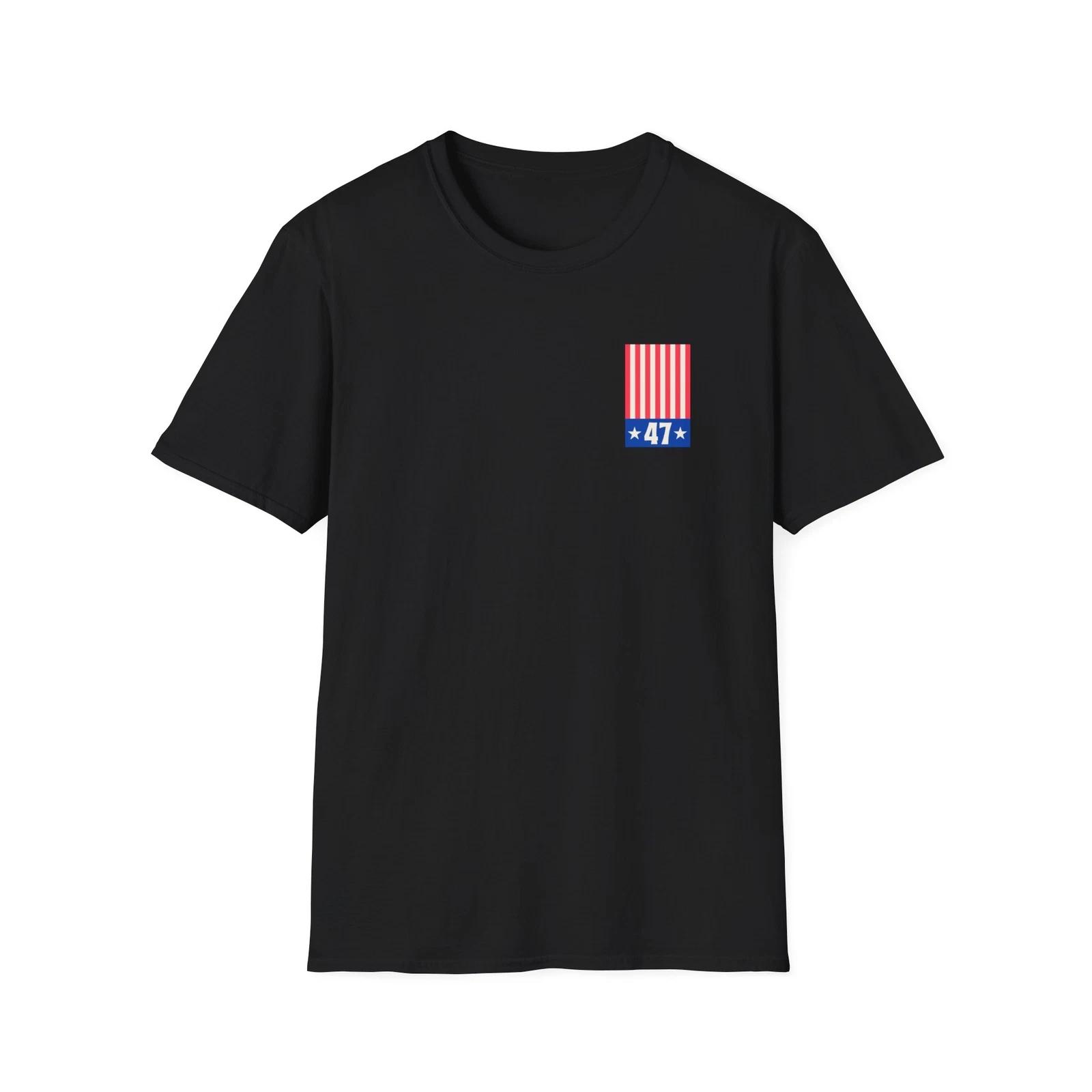 Trump 47 American Flag T-Shirt, Unisex Casual Tee, Patriotic Outfit, 4th of July 2XL