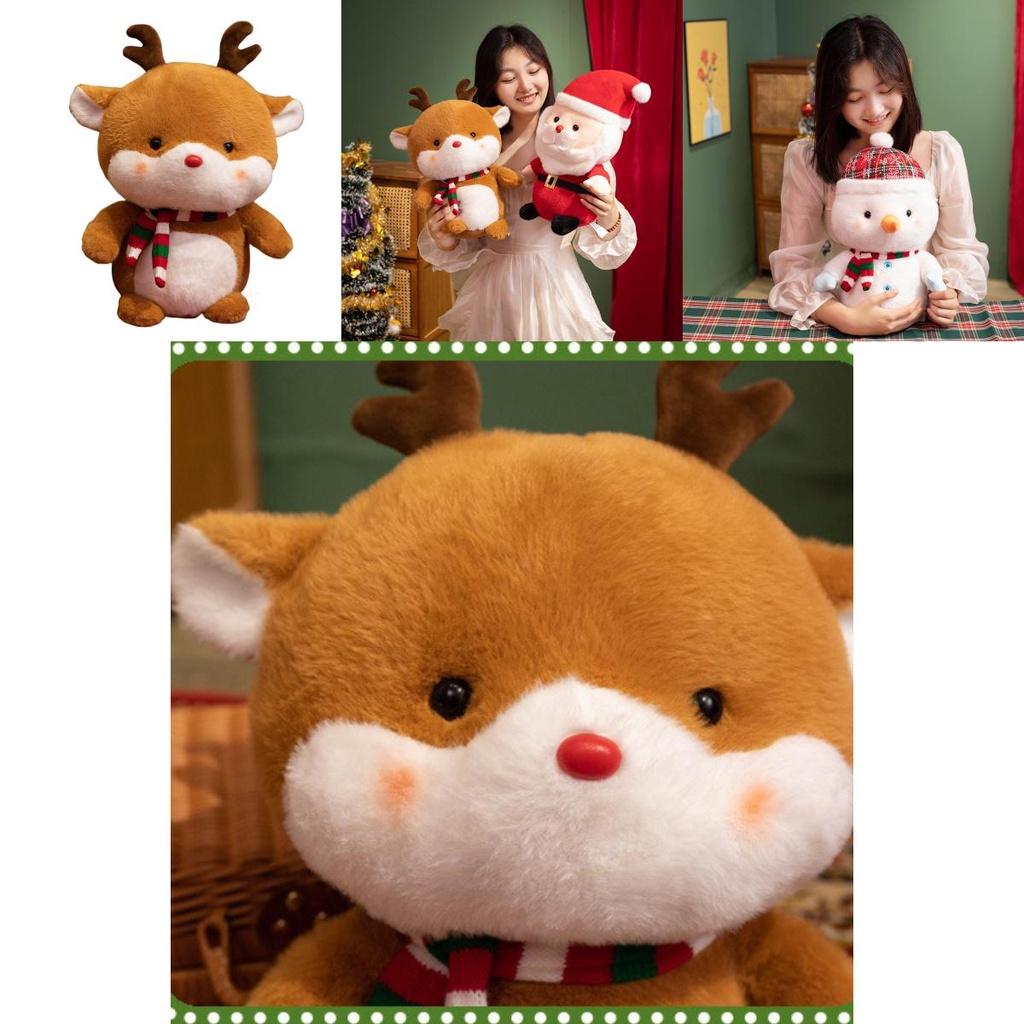 Cute Christmas Teddy Bear Plush Toy Cartoon Style Santa Claus Christmas Reindeer Snowman 25cm/38cm 0.15kg/0.37kg
