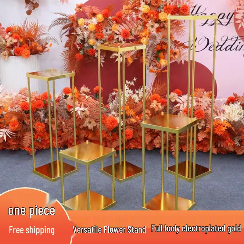 Geometric Square Frame Flower Stand for Weddings - Wrought Iron Artificial Flower Decor