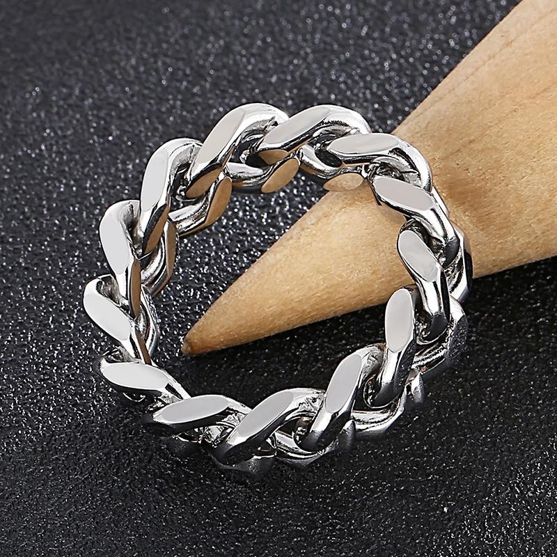 

Полированная нержавеющая сталь 316L, 8 мм, бордюрная кубинская цепочка, стильное кольцо, мужские университетские кольца на палец для мужчин, мужские ювелирные изделия, обручальное кольцо 10