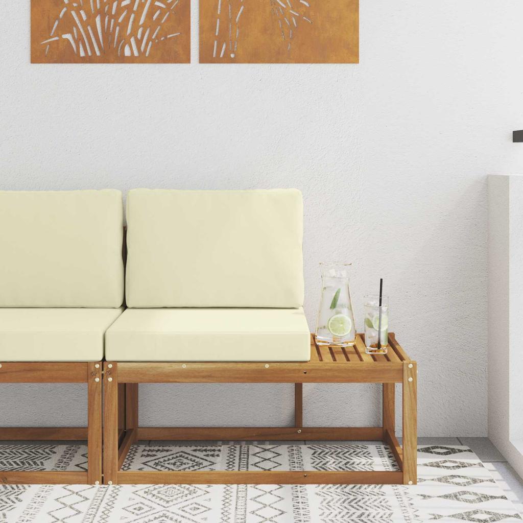 Outdoor End Sofa Natural 91 X 63 X 73 Cm Solid Acacia Wood