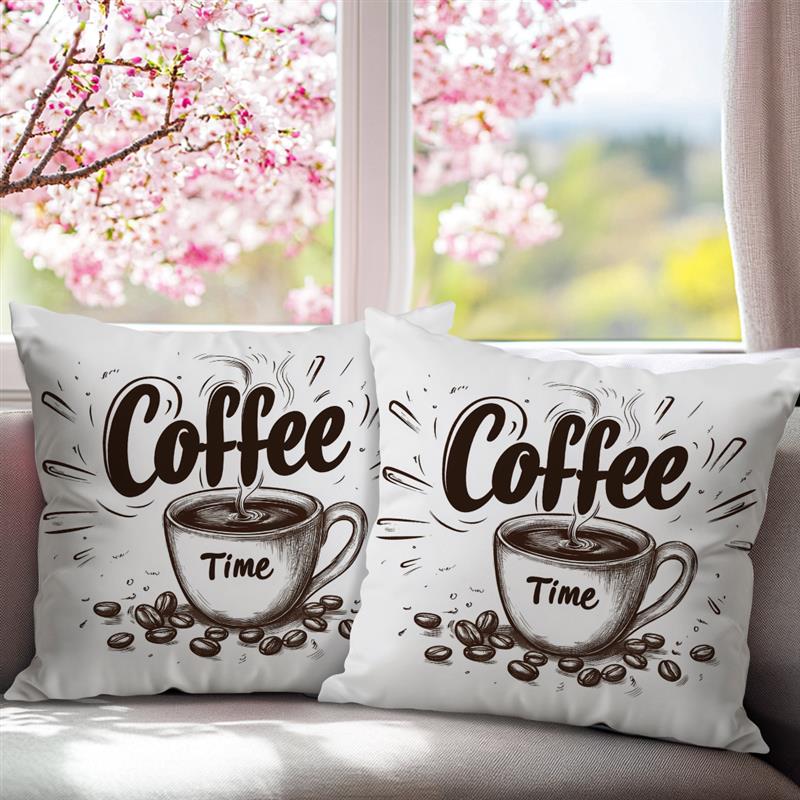 Coffee Time Pattern Decorative Cushions Pillowcase Polyester Cushion Cover Throw Pillow Sofa Decoration Pillowcover Home Decor