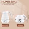 Faltbarer Wasserkocher, 0,6 l, Reise-Silikon-Edelstahl-Basis, Camping-Wasserkocher, 5 Temperaturmodi