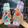 1PC Colorful Tropical Bird Group 750ml Color Plastic Sports Water Bottle Leakproof Flip Straw Lid For Sports Office Home Use