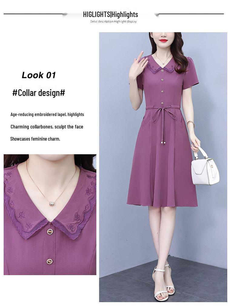 Chic Short-Sleeved Slim Fit Summer Dress for Women - Mid-Length, Belly-Covering, Goddess Style
