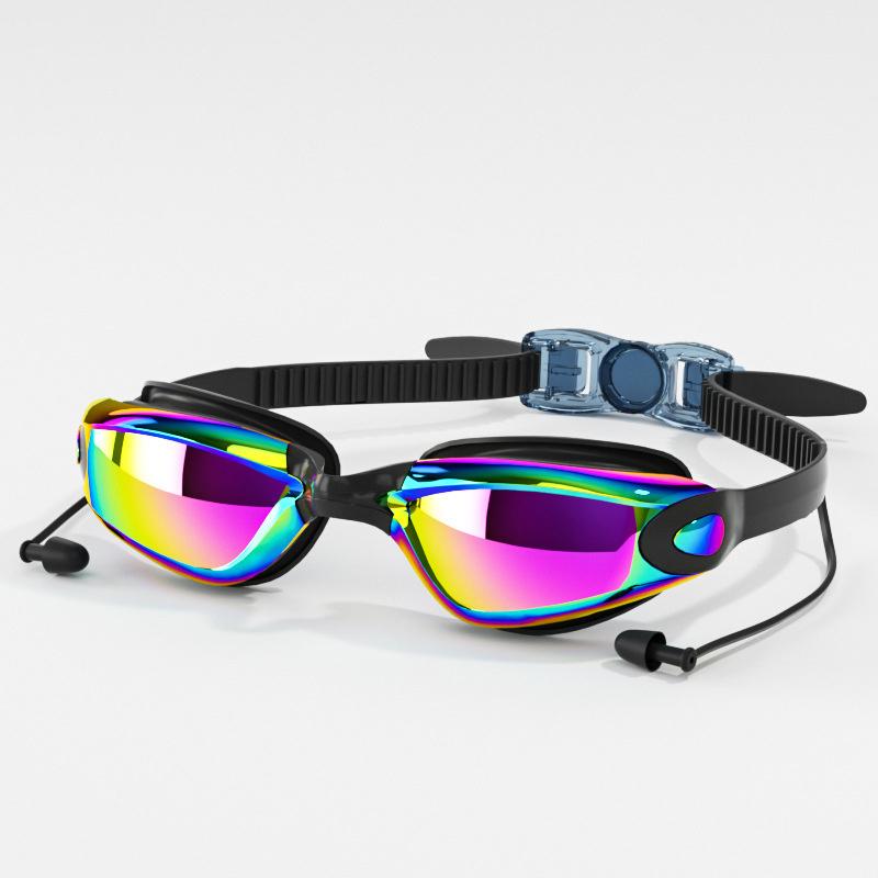 Professional Swimming Goggles with Ear Plugs for Men HD Anti-Fog UV Protection Waterproof Silicone Adjustable Clear Glasses