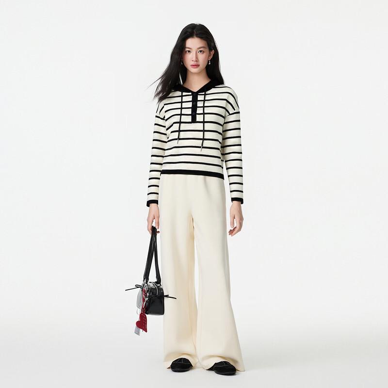 FivePlus Women's Striped Hooded Knit Sweater