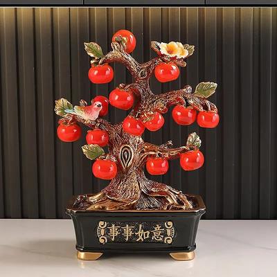 Lucky Persimmon Ruyi  Resin Decorations Housewarming Gifts Foyer Living Room Furnishing Crafts Store Office Ornaments