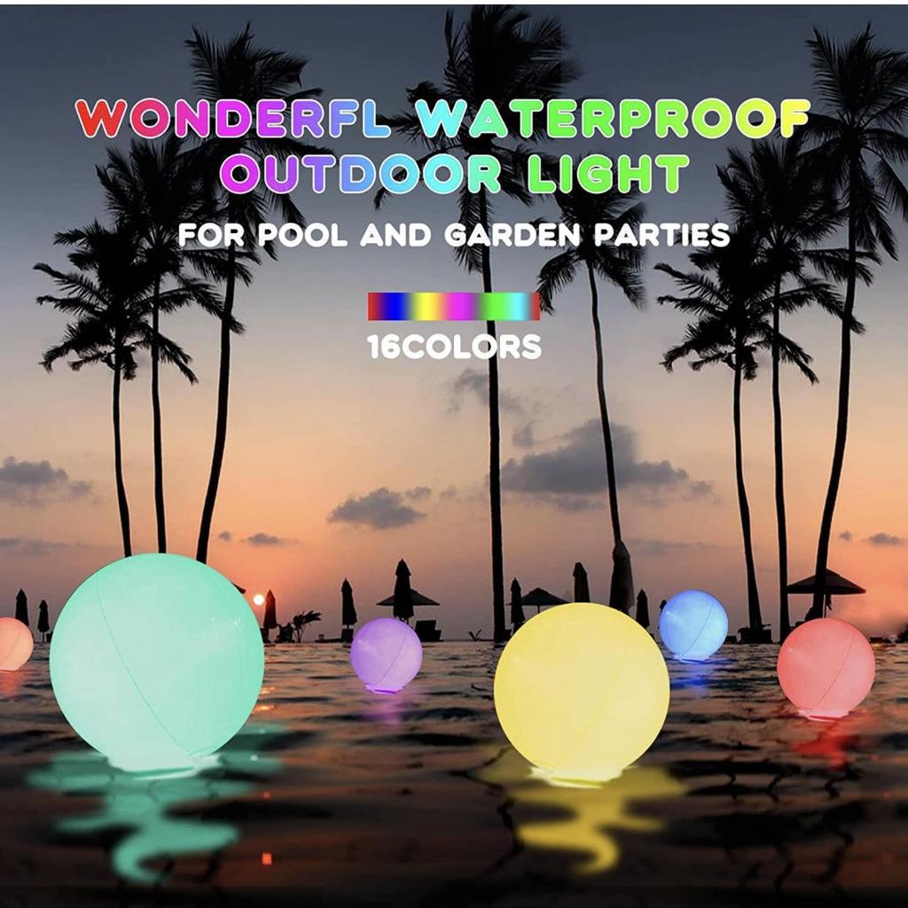 Remote-Controlled 16-Color LED Inflatable 40cm Luminous Beach Ball