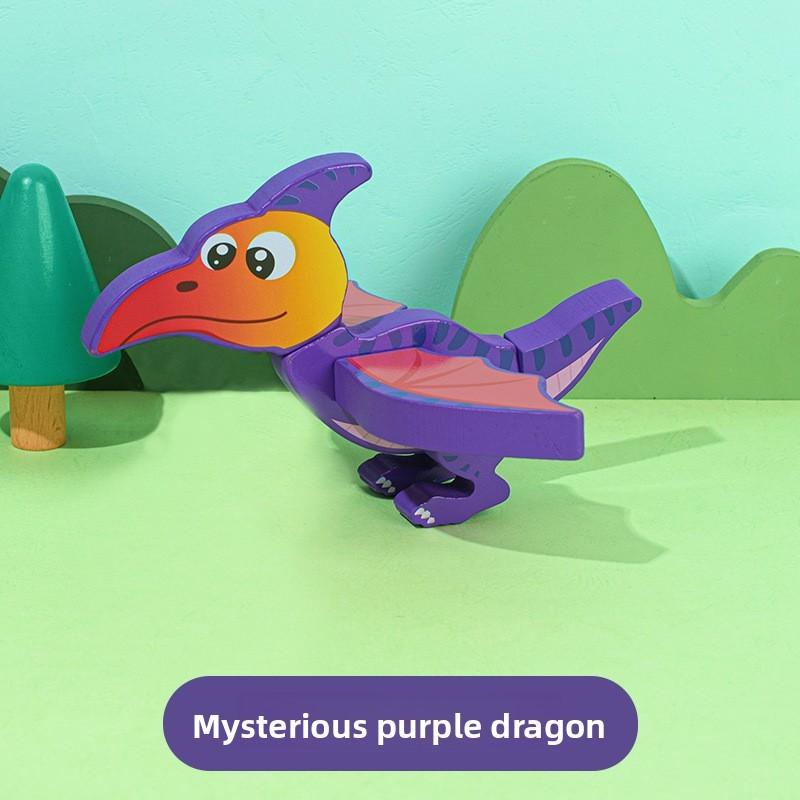 

Puzzle Magnetic Dinosaur Wooden Toy For Kids Early Education Thinking Cognitive Purple