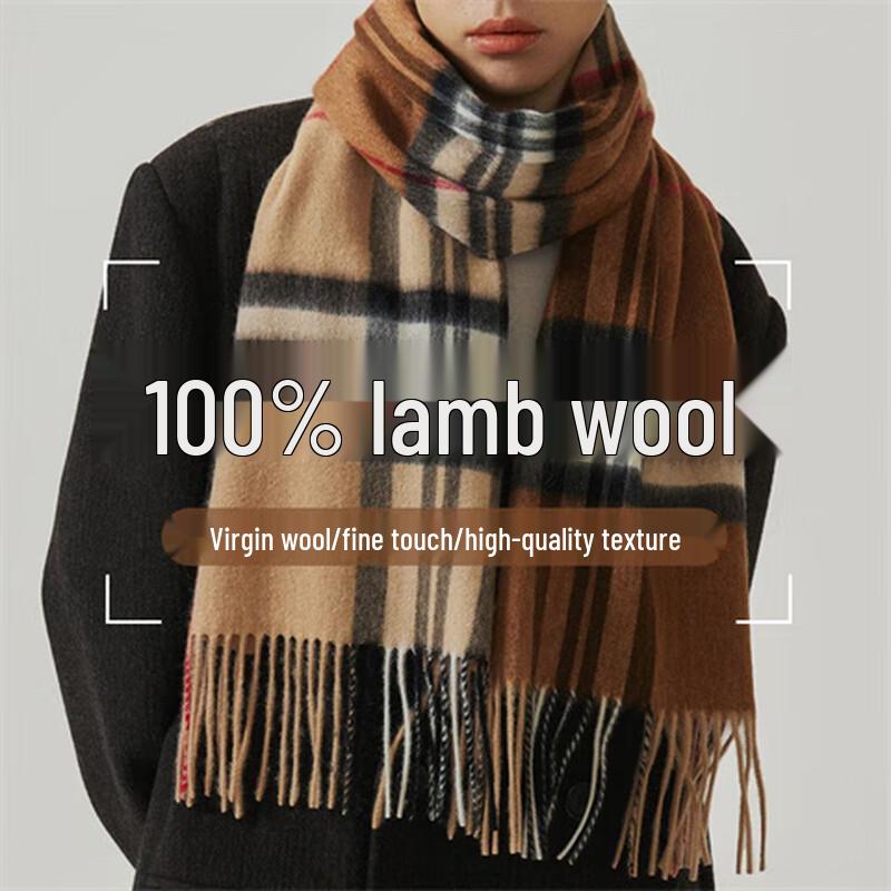 

Женский клетчатый шерстяной шарф CEENIU с кисточками