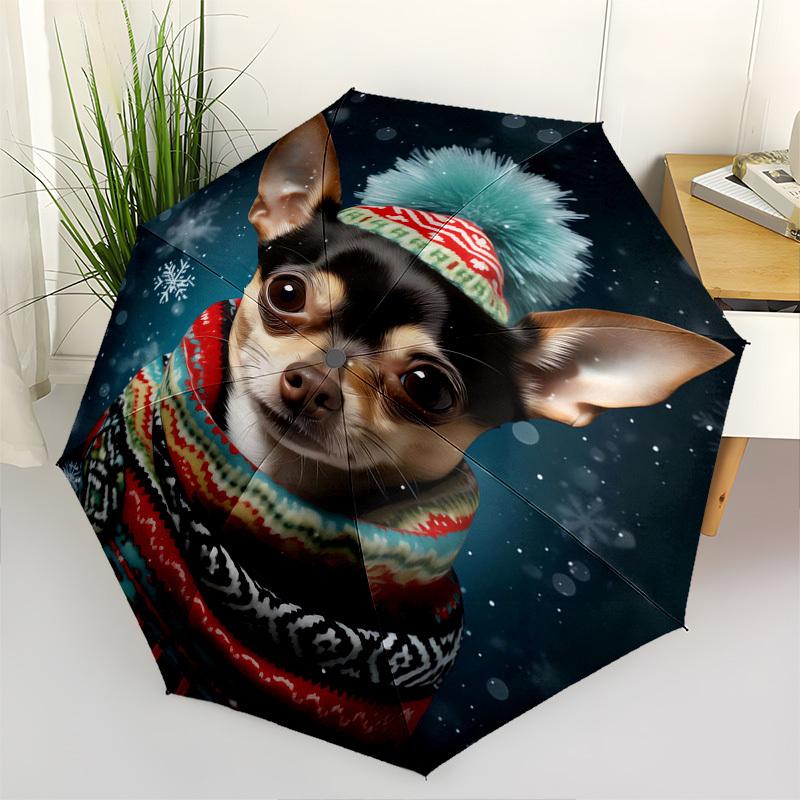 

Winter, Chihuahua- Automatic Umbrella, Four Seasons Portable Folding Umbrella, Suitable for Men and Women, Travel, Daily Compact Umbrella, O