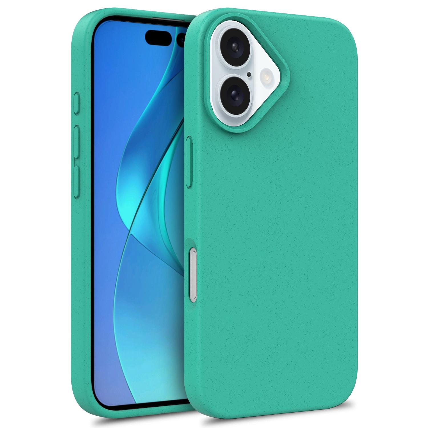 

For iPhone 16 Case Biodegradable Wheat Straw+TPU Hybrid Phone Cover B