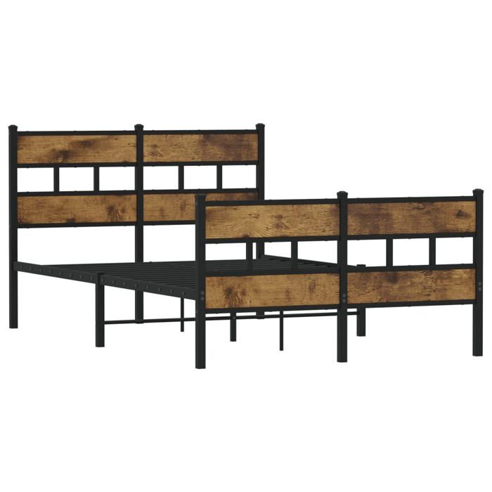 VidaXL Metal Bed Frames Without Mattress Smoked Oak 120x200 Cm 4017069