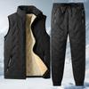 Autumn and Winter New Men's Warm Three-piece Set Stand-up Collar Lamb Wool Vest Jacket Ultrasonic Cotton Pants