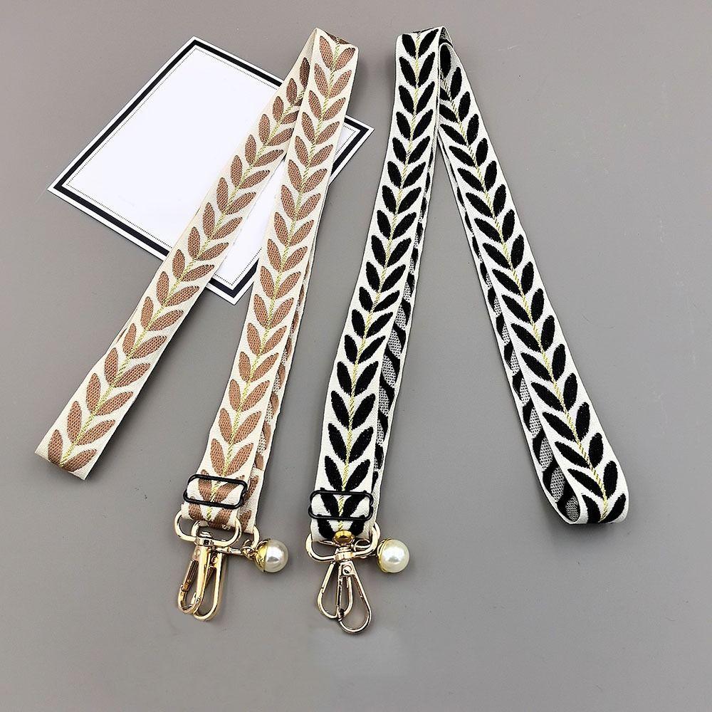 Adjustable Crossbody Phone Lanyard Wide Cloth Pearl Pendant Long Phone Strap Leaf Hanging Neck Phone Antilost Lanyard