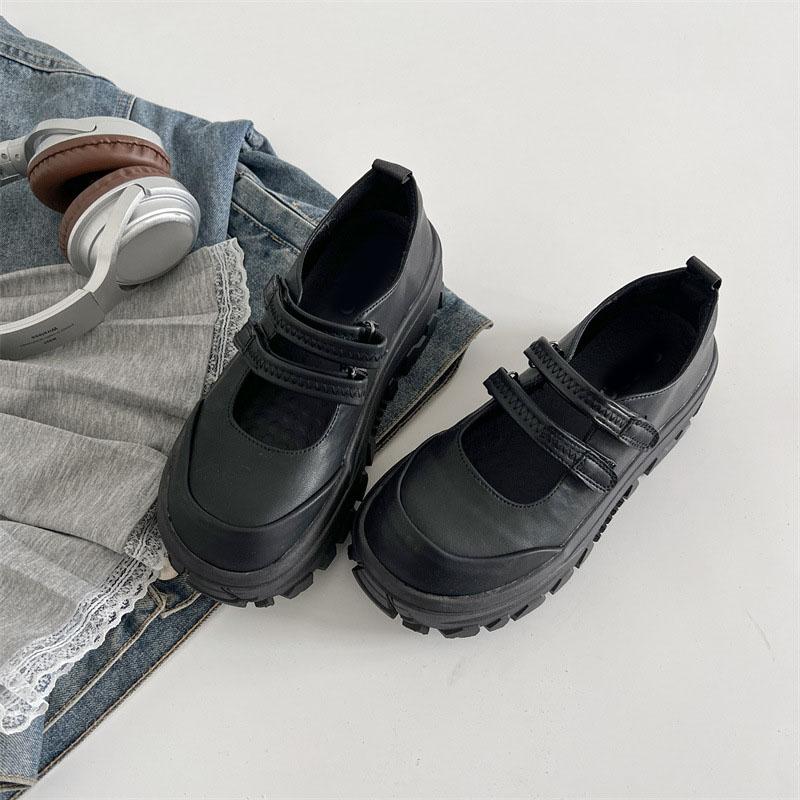 Fashion Comemore Mary Jane Leather Shoes British Style Thick Bottom Round Head Women's Shoes Spring Autumn Fashion Pumps Shallow Loafers