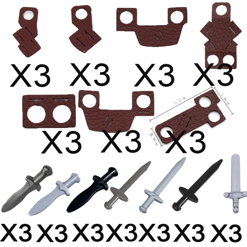 Blocs de Construction Médiévaux Soldat Figurine Accessoires Capes Boucliers Casques Lances Arbalètes Armures Briques Couteau Supports Jouet Cadeau