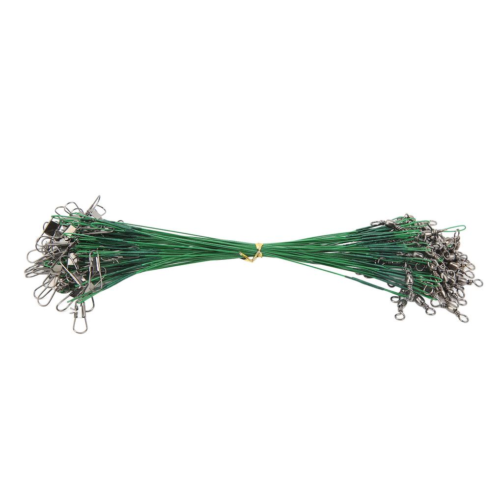 100PCS Fishing Leader Swivels Snap Anti Corroison Hard Steel Wire Leader for Saltwater 15cm / 5.9in
