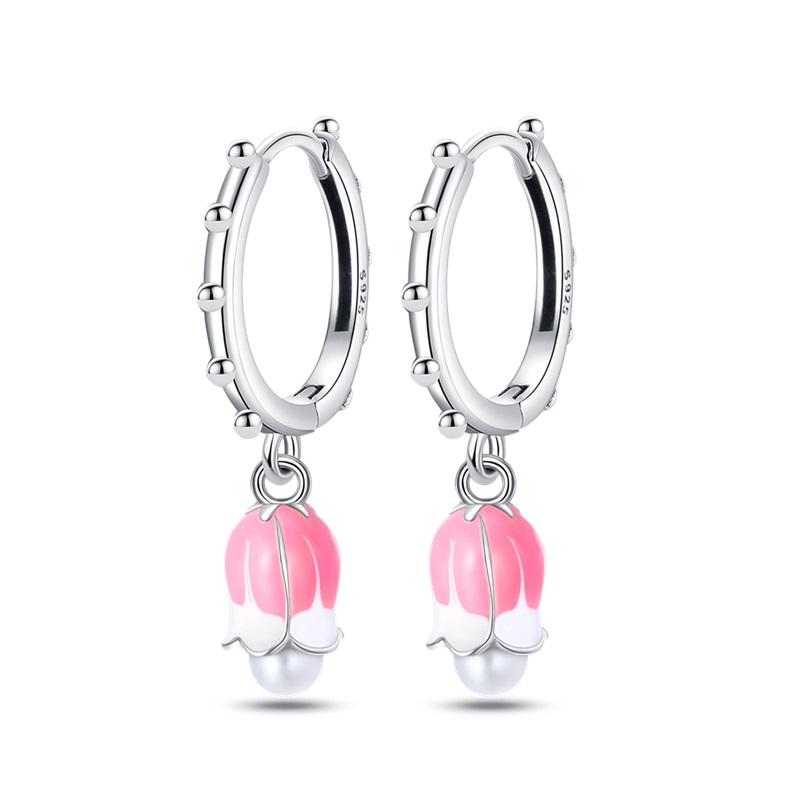 Orstarry 925 Silver Pink Sweet Bow Earrings Women Jewelry Trendy Drop Earrings Party Gift Anniversary