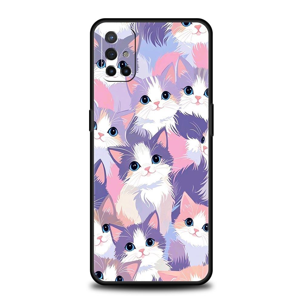 Phone Case For Oneplus 13R 13 12 10T 11 R10 Nord N100 N200 N10 9 9R CE 2 3 Z Pro Lite 5G Soft TPU Cover Colorful Cat Design Bags