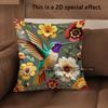 2D Vintage Hummingbird Floral Throw Pillow Covers Pattern Cushion Cover Suitable For Sofa Bedroom Car Pillow Cover